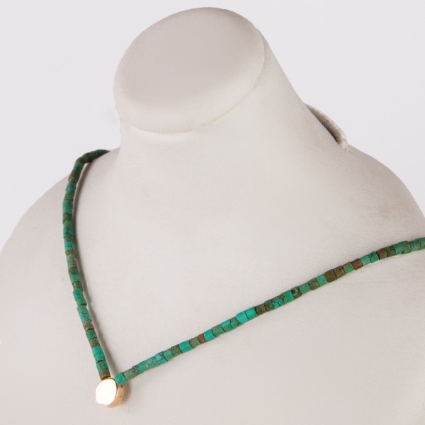 18K Gold Turquoise Circle Choker Necklace