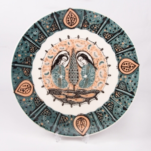 34cm Safavid Handcrafted Ceramic Plate - Traditional Beauty