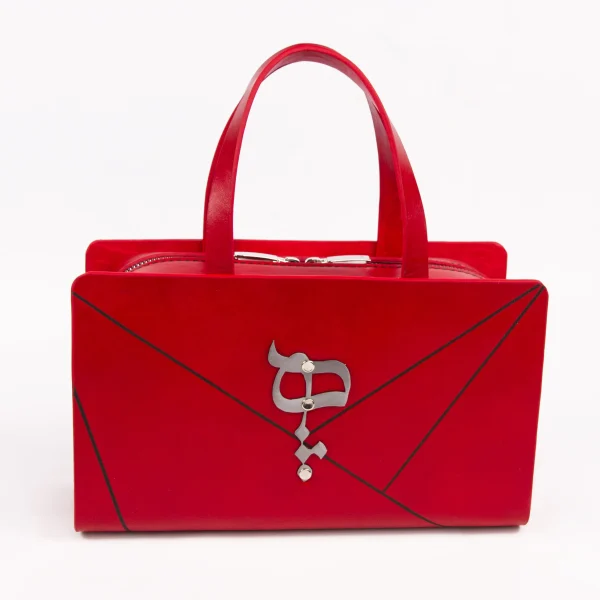 Azin Calligraphy Leather Bag – Elegant Red Shoulder Bag