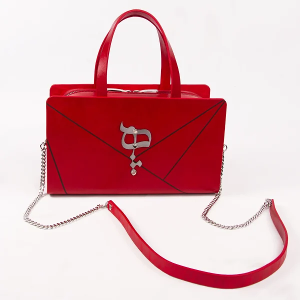 Azin Calligraphy Leather Bag – Elegant Red Shoulder Bag