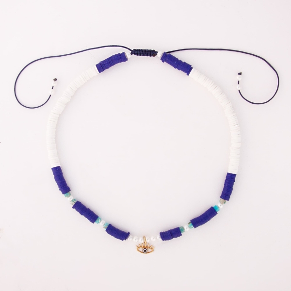 Gold and Pearl Evil Eye Necklace – Persian Gold Choker Necklace