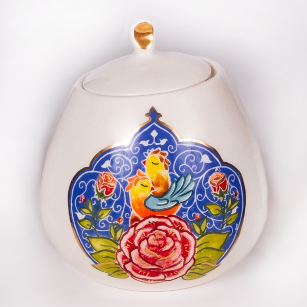 Golden Garden: Hand-Painted Dome Tea and Coffee Canister