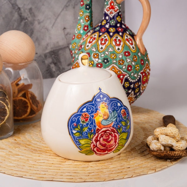 Golden Garden: Hand-Painted Dome Tea and Coffee Canister