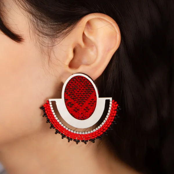 Lena Balochi Earrings – Delicate Hand-Embroidered with Silk and Wool