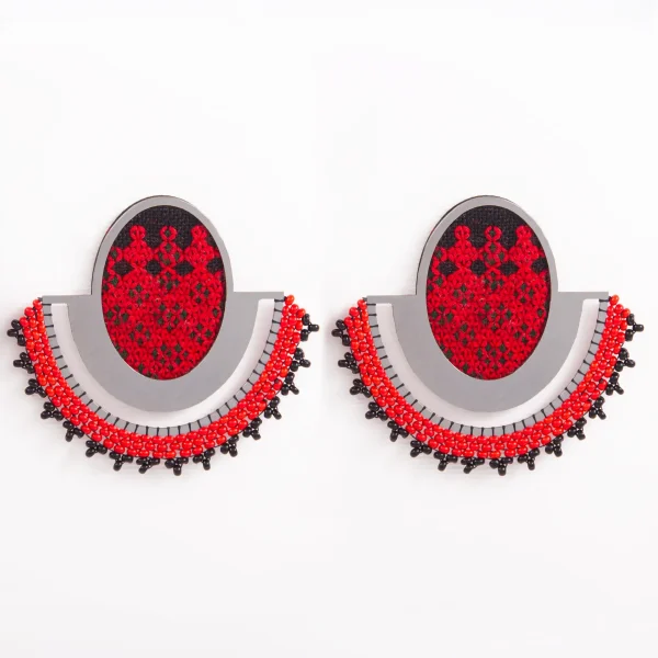 Lena Balochi Earrings – Delicate Hand-Embroidered with Silk and Wool