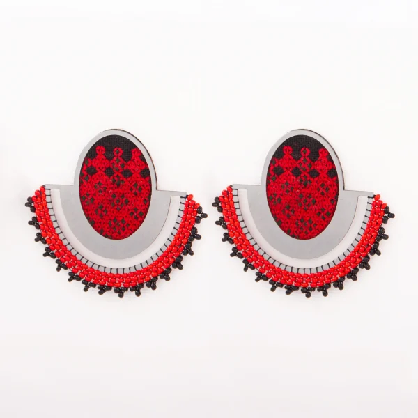 Lena Balochi Earrings – Delicate Hand-Embroidered with Silk and Wool