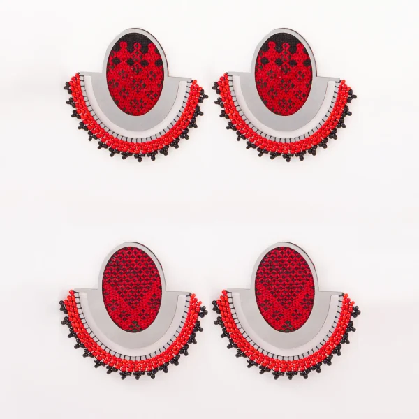 Lena Balochi Earrings – Delicate Hand-Embroidered with Silk and Wool