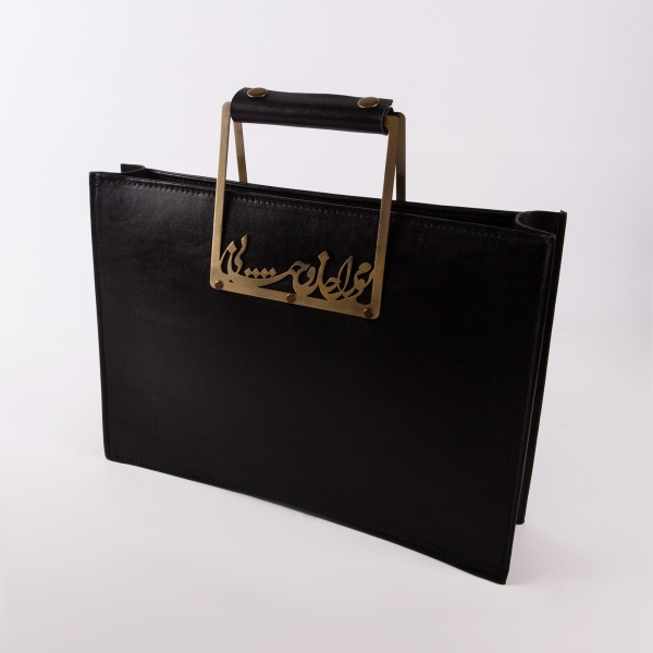 Luxury Leather Handbag – Persian Calligraphy Natural Cowhide Bag