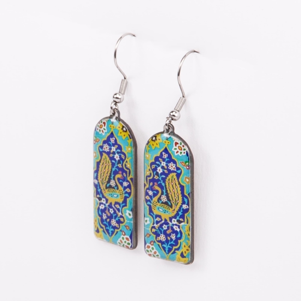 Persian Peacock Dome Earrings – Stainless Steel and Resin