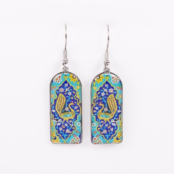 Persian Peacock Dome Earrings – Stainless Steel and Resin