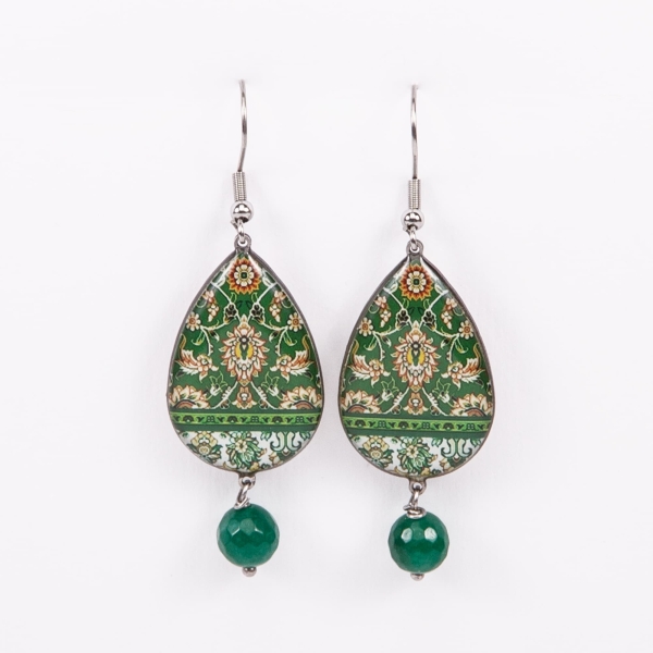 Persian Tile Tear Drop Earrings – Shah Abbas Floral Design