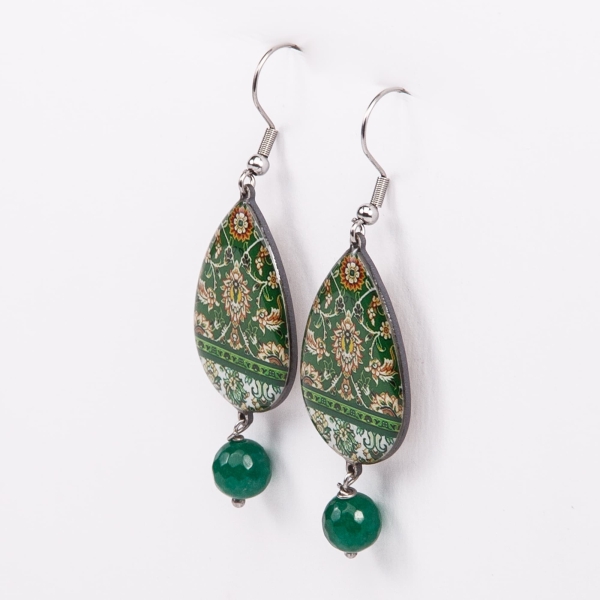 Persian Tile Tear Drop Earrings – Shah Abbas Floral Design