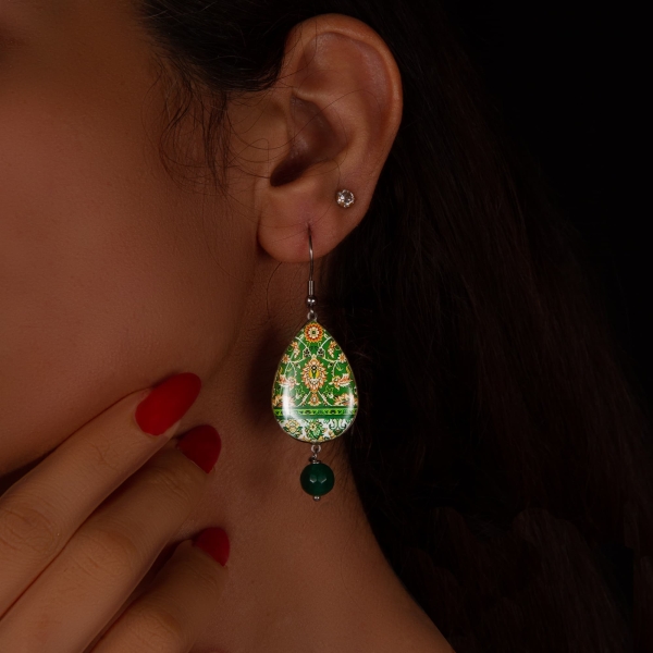 Persian Tile Tear Drop Earrings – Shah Abbas Floral Design