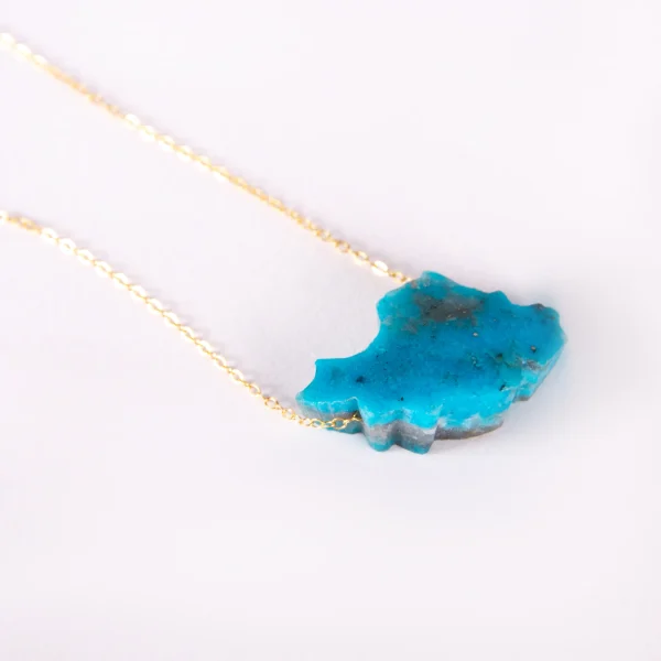 Persian Turquoise 18 Carat Gold Iran Map Necklace