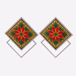 Rosa Balochi Earrings - Embroidered with Silk and Wool