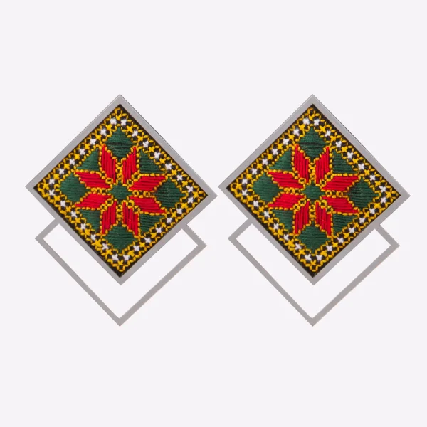 Rosa Balochi Earrings – Embroidered with Silk and Wool