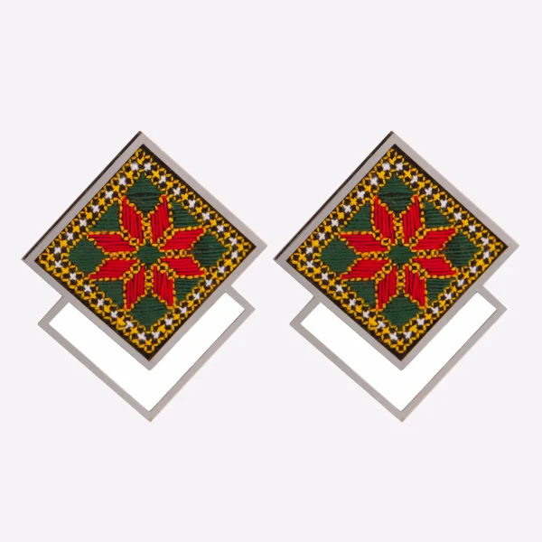 Rosa Balochi Earrings – Embroidered with Silk and Wool