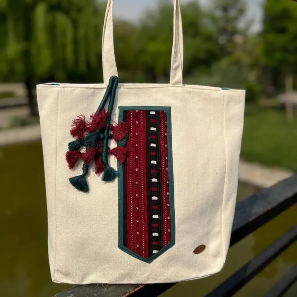 Chic Velvet Hand-Embroidered Tote Bag – Balochi Needlework Bag