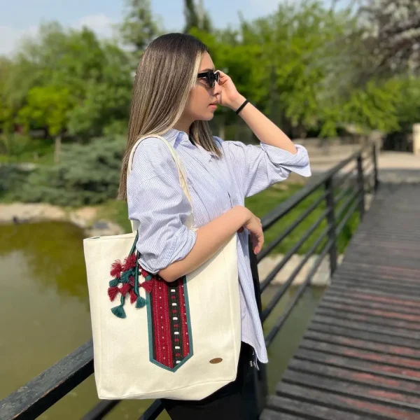 Chic Velvet Hand-Embroidered Tote Bag – Balochi Needlework Bag