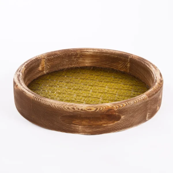 Classic Color Glass and Wood Serving Tray, 27 cm