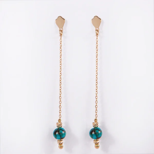 Luxurious 18K Gold Earrings with Turquoise Stone