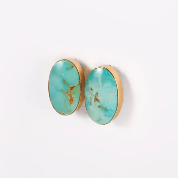 Luxury 18K Gold and Neshabur Turquoise Earrings