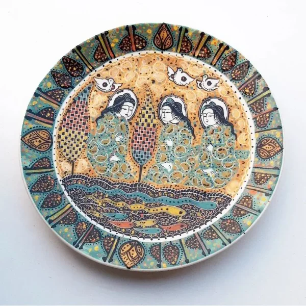 Seljuk Garden Plate – Handmade 34 cm Ceramic Art