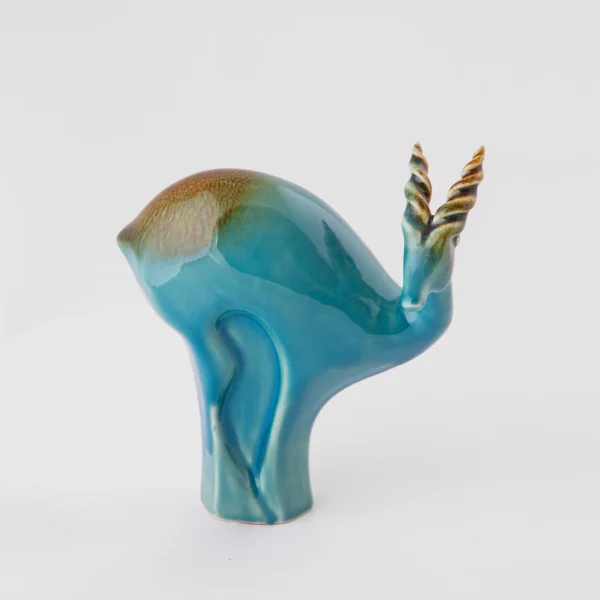 Elegant Green Gazelle Sculpture Set – Handcrafted Art Décor