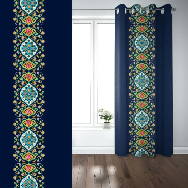 Elegant Persian Velvet Curtain Panel – Ivy Design