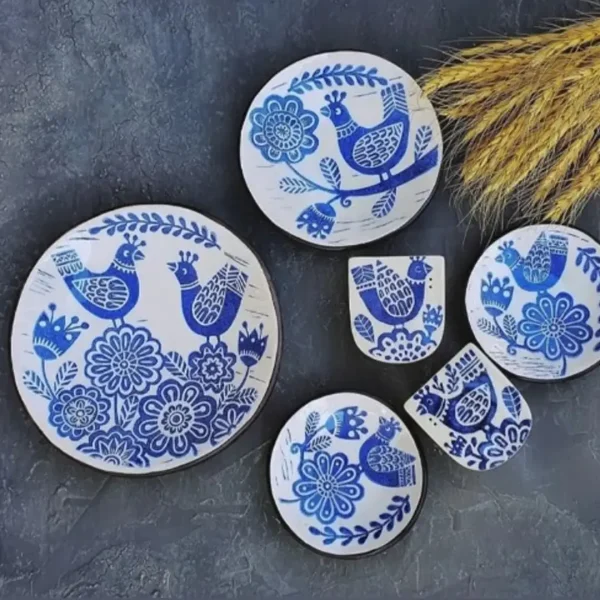 Gol o Morgh Design Handmade Ceramic Plate Set of 4