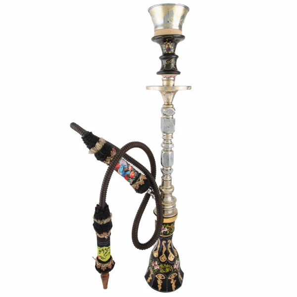 Golden Engraved Crystal Hookah Set – Gold & Crystal Hand-Painted Hookah with Leather Hose