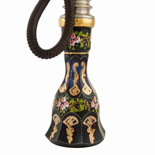 Golden Engraved Crystal Hookah Set – Gold & Crystal Hand-Painted Hookah with Leather Hose