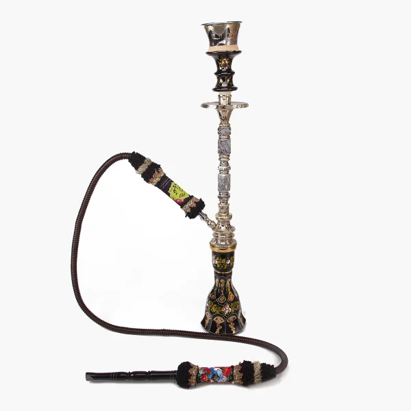 Golden Engraved Crystal Hookah Set – Gold & Crystal Hand-Painted Hookah with Leather Hose