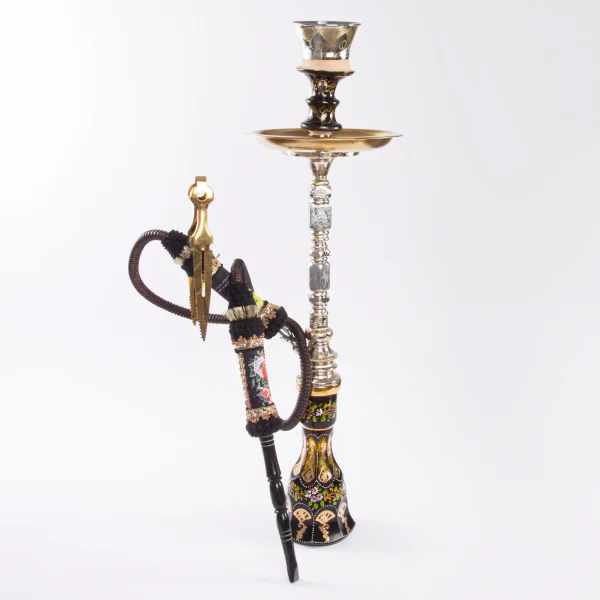 Golden Engraved Crystal Hookah Set – Gold & Crystal Hand-Painted Hookah with Leather Hose