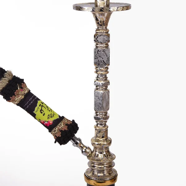 Golden Engraved Crystal Hookah Set – Gold & Crystal Hand-Painted Hookah with Leather Hose