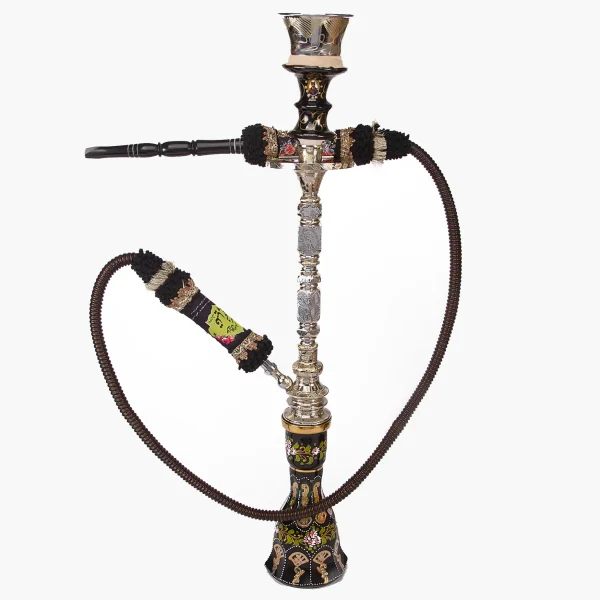 Golden Engraved Crystal Hookah Set – Gold & Crystal Hand-Painted Hookah with Leather Hose