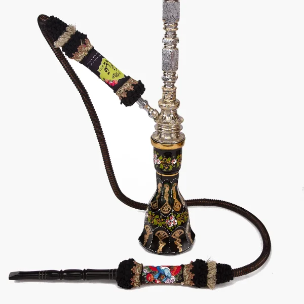 Golden Engraved Crystal Hookah Set – Gold & Crystal Hand-Painted Hookah with Leather Hose