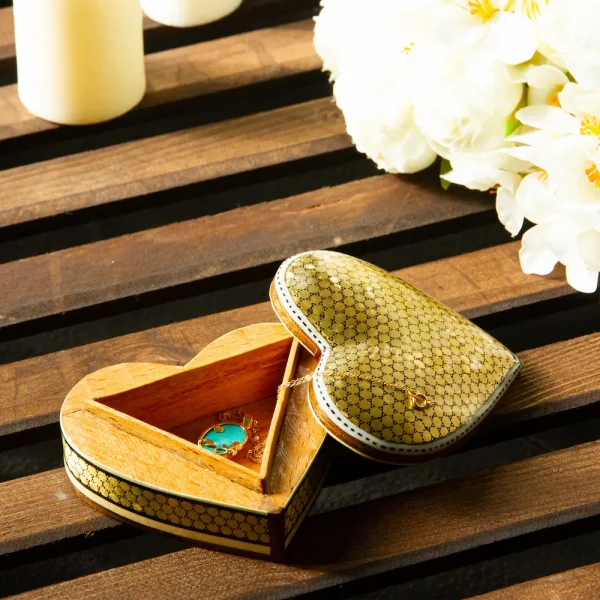 Handcrafted Khatamkari Heart Box – Elegant Jewelry Storage