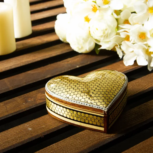 Handcrafted Khatamkari Heart Box – Elegant Jewelry Storage