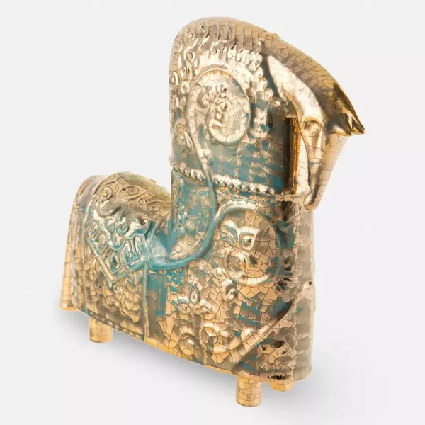 Nisa Gold Luster Ceramic Horse – Handcrafted Art Piece