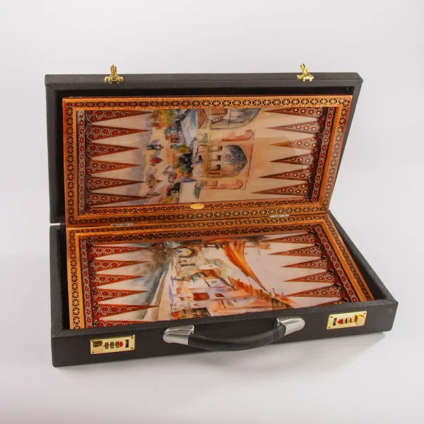 Persian Khatam Backgammon Board with Deluxe Chess Set