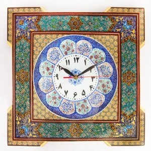 Tazhib Khatam Clock - 38cm Turquoise