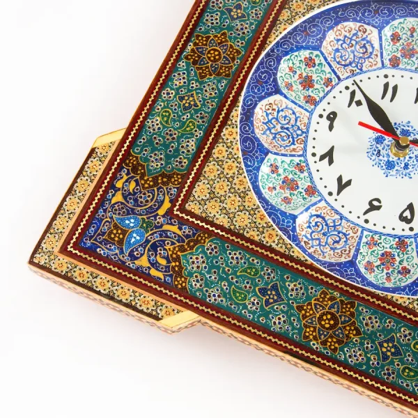 Tazhib Khatam Clock – 38cm Turquoise