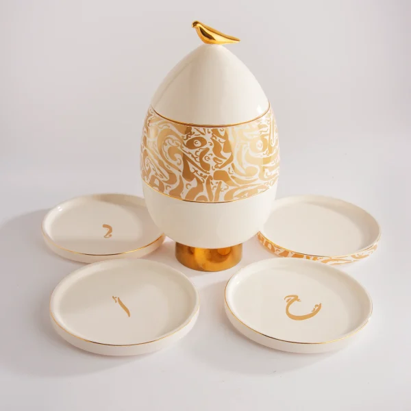 Golden Calligraphy Ceramic Serving Set