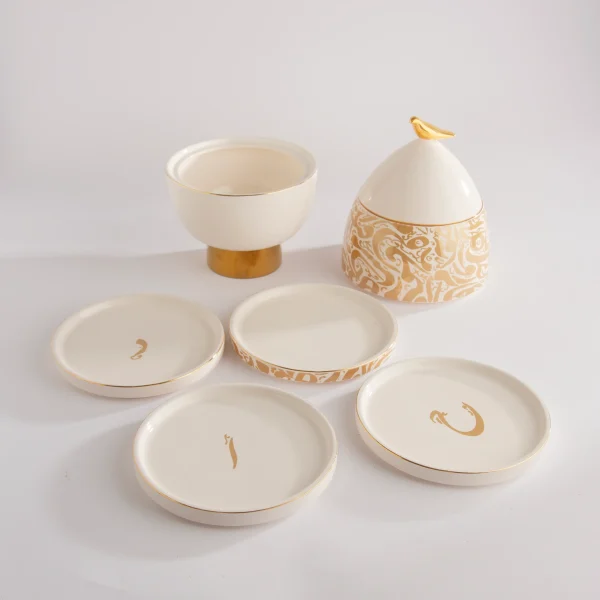 Golden Calligraphy Ceramic Serving Set