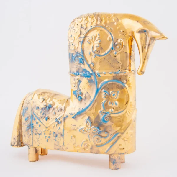 Nisa Gold Luster Ceramic Horse – Handcrafted Art Piece