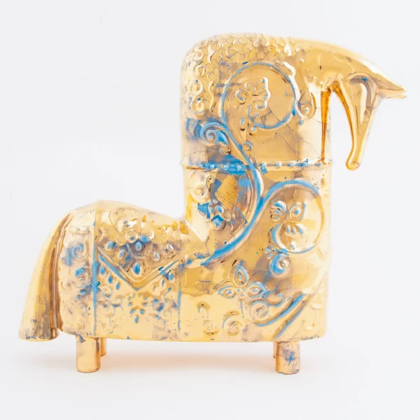 Nisa Gold Luster Ceramic Horse – Handcrafted Art Piece