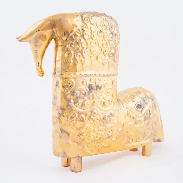 Nisa Gold Luster Ceramic Horse – Handcrafted Art Piece