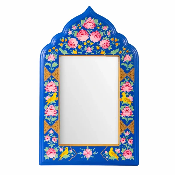 Persian Hand-Painted Floral Wooden Mirror