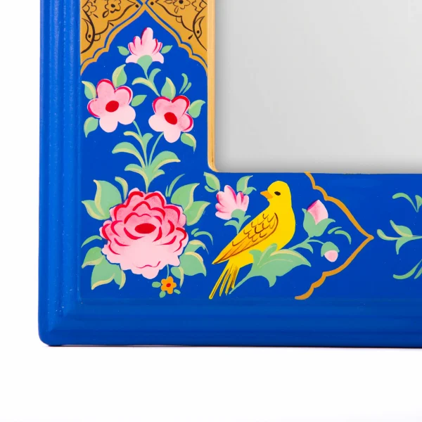 Persian Hand-Painted Floral Wooden Mirror